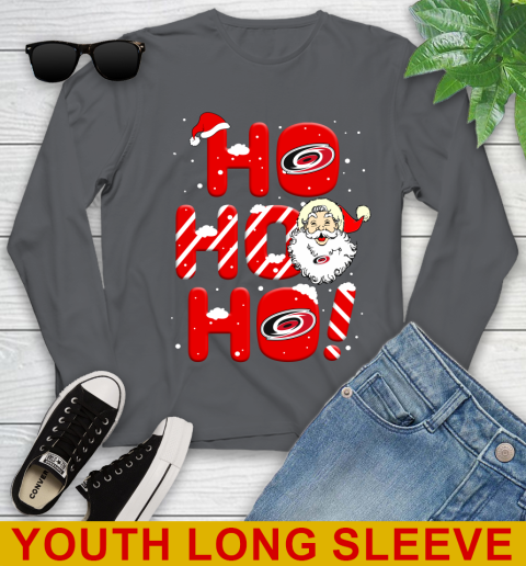 Carolina Hurricanes NHL Hockey Ho Ho Ho Santa Claus Merry Christmas Shirt Youth Long Sleeve 9