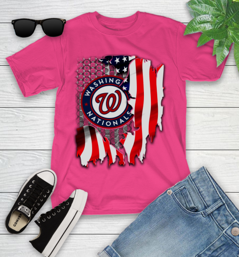 Washington Nationals MLB Baseball American Flag Youth T-Shirt 11