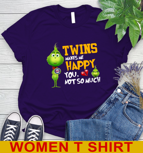 MLB Minnesota Twins Makes Me Happy You Not So Much Grinch Baseball Sports Women's T-Shirt 4