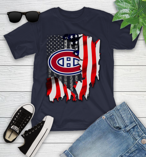 Montreal Canadiens NHL Hockey American Flag Youth T-Shirt 2