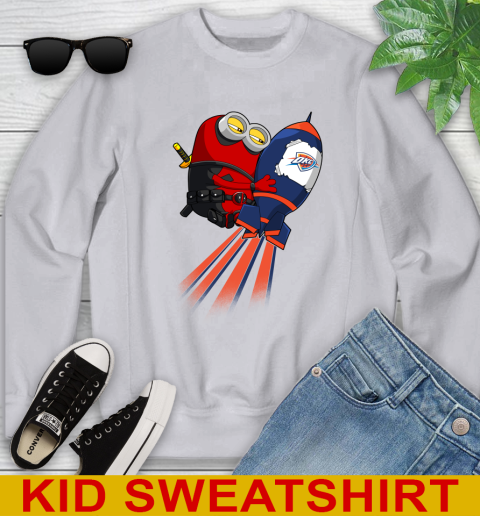 NBA Basketball Oklahoma City Thunder Deadpool Minion Marvel Shirt Youth Sweatshirt 3