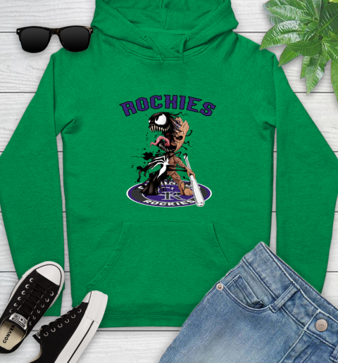 MLB Colorado Rockies Baseball Venom Groot Guardians Of The Galaxy Youth Hoodie 7