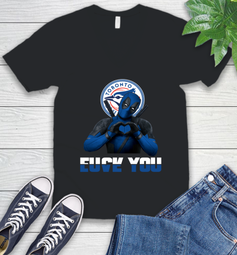 MLB Toronto Blue Jays Deadpool Love You Fuck You Baseball Sports V-Neck T-Shirt