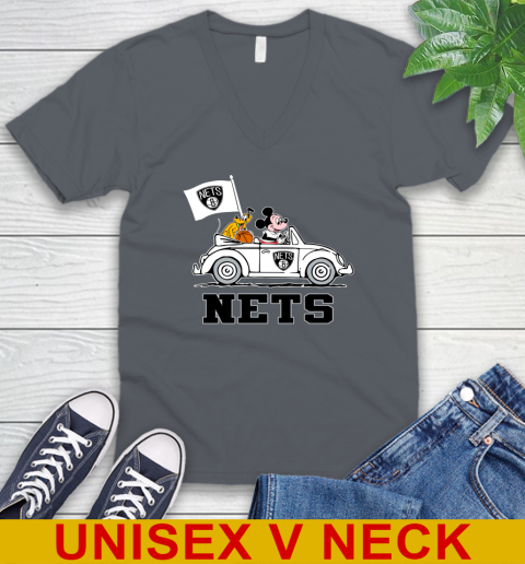 NBA Basketball Brooklyn Nets Pluto Mickey Driving Disney Shirt V-Neck T-Shirt 6 NBA Basketball Brooklyn Nets Pluto Mickey Driving Disney Shirt V-Neck T-Shirt - Image 6