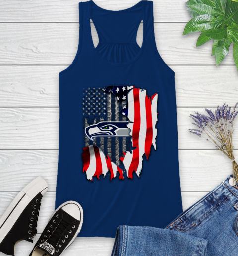 Seattle Seahawks NFL Football American Flag Racerback Tank 8