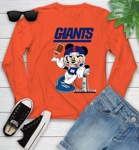 NFL newyork giants Mickey Mouse Disney Super Bowl Football T Shirt Youth Long Sleeve 4