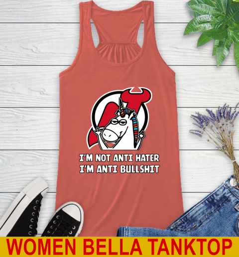 New Jersey Devils NHL Hockey Unicorn I'm Not Anti Hater I'm Anti Bullshit Racerback Tank 4