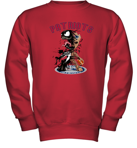 NFL New England Patriots Football Venom Groot Guardians Of The Galaxy Xl301C4MxpY youth sweatshirt 47 95 151514 front red