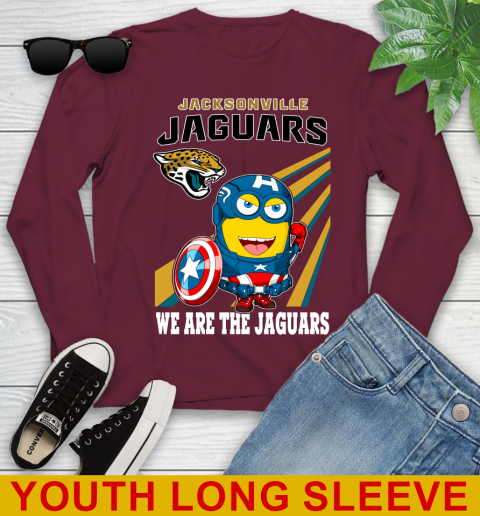 NFL Football Jacksonville Jaguars Captain America Marvel Avengers Minion Shirt Youth Long Sleeve 6