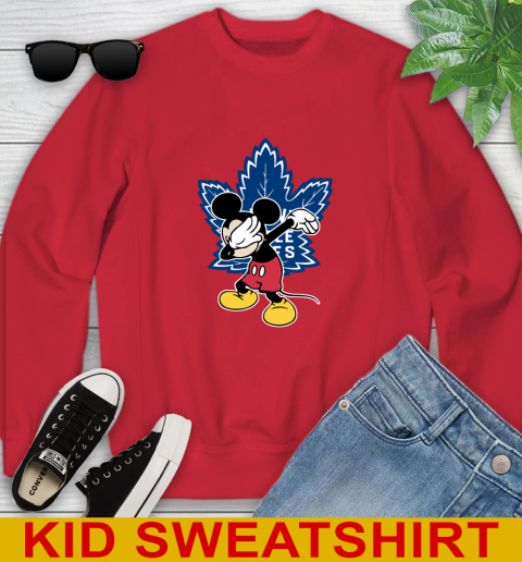 Toronto Maple Leafs NHL Hockey Dabbing Mickey Disney Sports Youth Sweatshirt 8