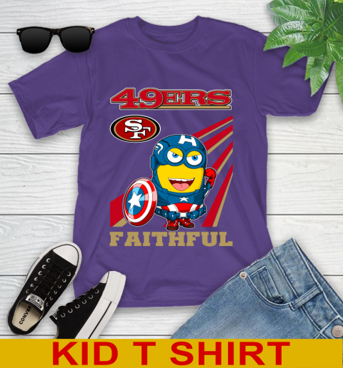 NFL Football San Francisco 49ers Captain America Marvel Avengers Minion Faithful Shirt Youth T-Shirt 3