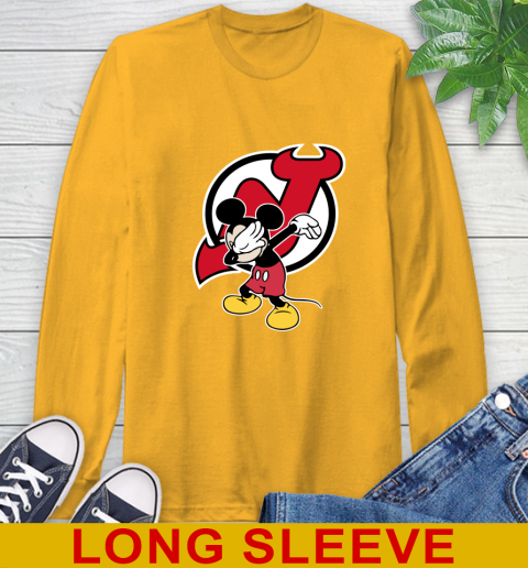 New Jersey Devils NHL Hockey Dabbing Mickey Disney Sports Long Sleeve T-Shirt 3