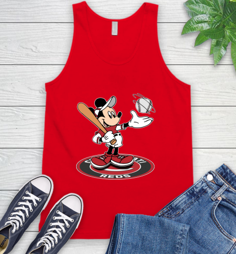 MLB Baseball Cincinnati Reds Cheerful Mickey Disney Shirt Tank Top - Image 7