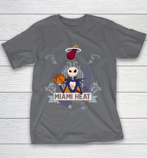 NBA Miami Heat Basketball Jack Skellington Halloween Youth T-Shirt 5