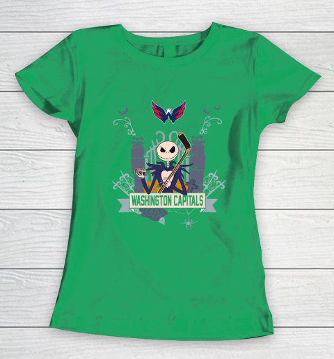 NHL Washington Capitals Hockey Jack Skellington Halloween Women's T-Shirt 5