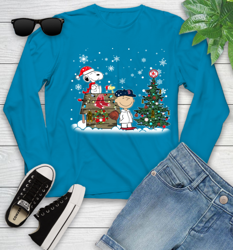 MLB Boston Red Sox Snoopy Charlie Brown Christmas Baseball Commissioner's Trophy Youth Long Sleeve 8