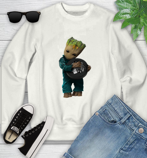 NHL Groot Guardians Of The Galaxy Hockey Sports Chicago Blackhawks Youth Sweatshirt