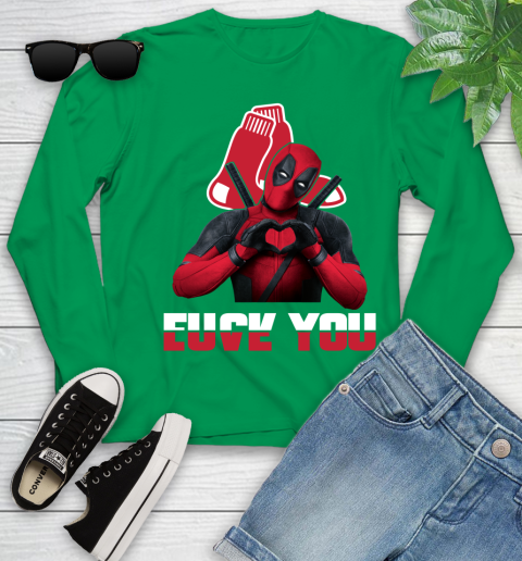 MLB Boston Red Sox Deadpool Love You Fuck You Baseball Sports Youth Long Sleeve 7