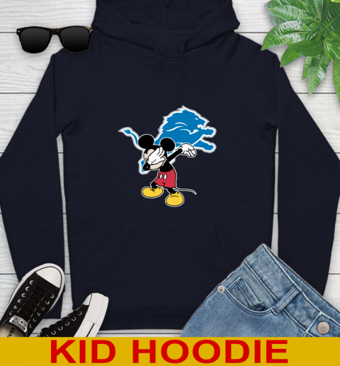 Detroit Lions NFL Football Dabbing Mickey Disney Sports Youth Hoodie 4