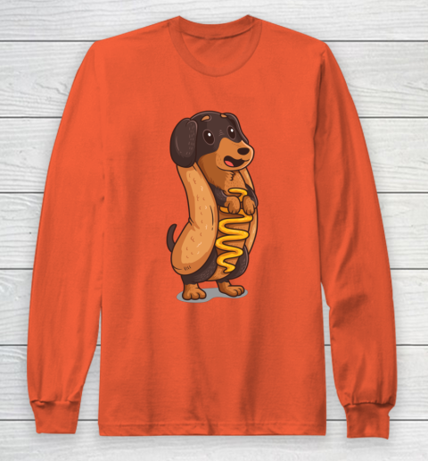 Wiener Dog Hotdog Bun Dachshund Funny Foodie Gift Hot Dog Long Sleeve T-Shirt 3