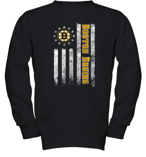 NHL American Flag Hockey Sports Boston Bruins Youth Sweatshirt