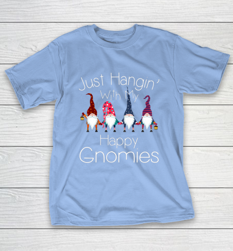 Just Hanging With My Happy Gnomies Gnome Christmas Party T Shirt Tee For Sports