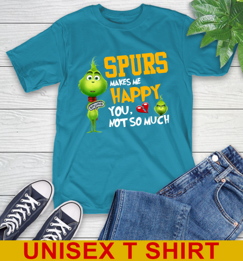 NBA San Antonio Spurs Makes Me Happy You Not So Much Grinch Basketball Sports T-Shirt 9