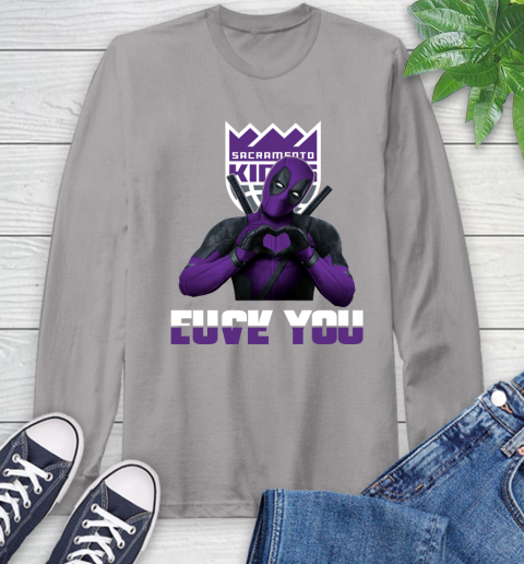NBA Sacramento Kings Deadpool Love You Fuck You Basketball Sports Long Sleeve T-Shirt 6