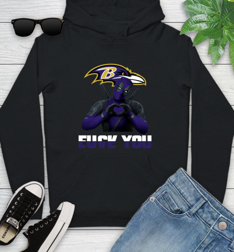 NHL Baltimore Ravens Deadpool Love You Fuck You Football Sports Youth Hoodie