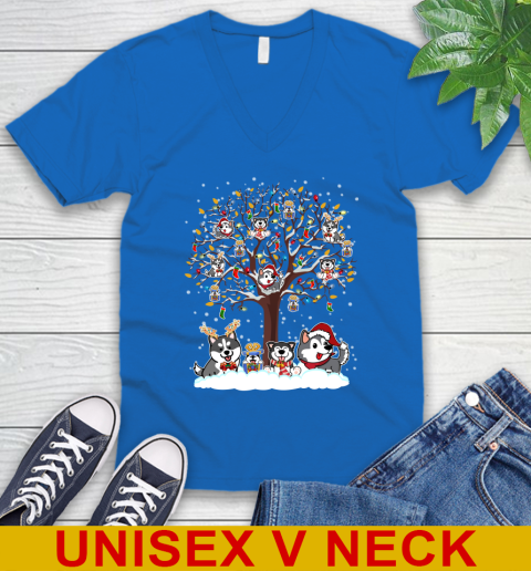 Husky dog pet lover light christmas tree shirt 51