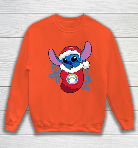 Los Angeles Chargers Christmas Stitch In The Sock Funny Disney NFL Sweatshirt 4