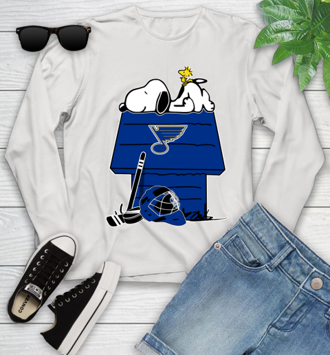 St.Louis Blues NHL Hockey Snoopy Woodstock The Peanuts Movie Youth Long Sleeve
