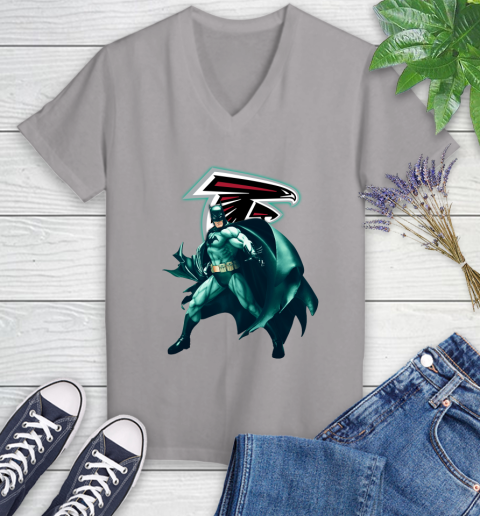 NFL Batman Football Sports Atlanta Falcons Women's V-Neck T-Shirt 4
