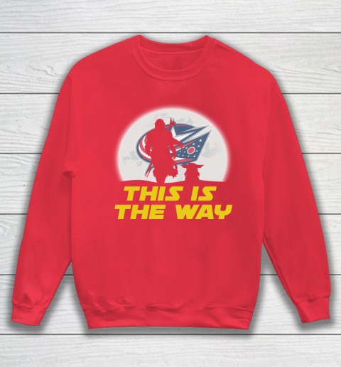 Columbus Blue Jackets NHL Ice Hockey Star Wars Yoda And Mandalorian This Is The Way Sweatshirt 7