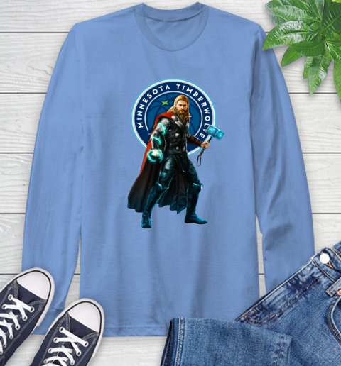 NBA Thor Avengers Endgame Basketball Minnesota Timberwolves Long Sleeve T-Shirt 11