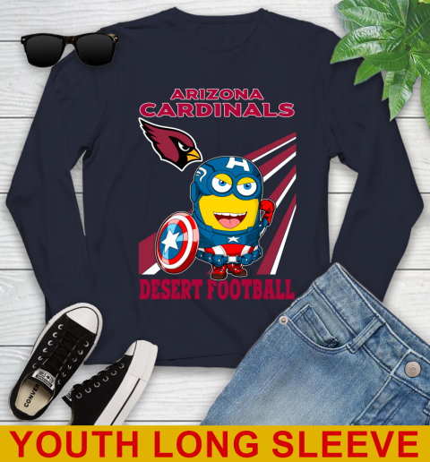 NFL Football Arizona Cardinals Captain America Marvel Avengers Minion Shirt Youth Long Sleeve 2