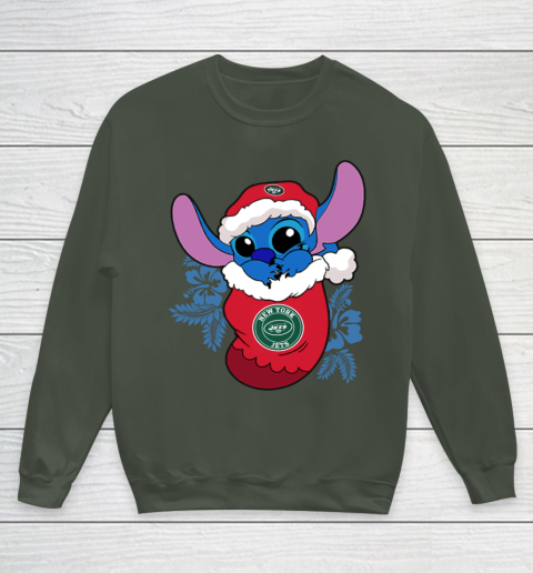 New York Jets Christmas Stitch In The Sock Funny Disney NFL Youth Sweatshirt 10