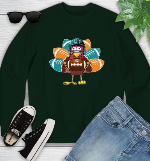 Miami Dolphins Turkey Thanksgiving Day Youth Sweatshirt 10