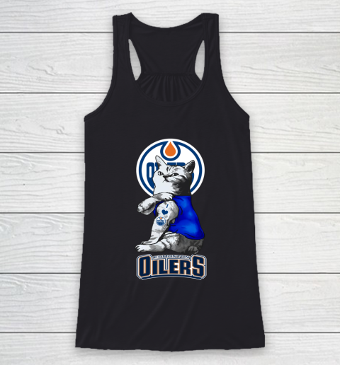 NHL My Cat Loves Edmonton Oilers Hockey Racerback Tank