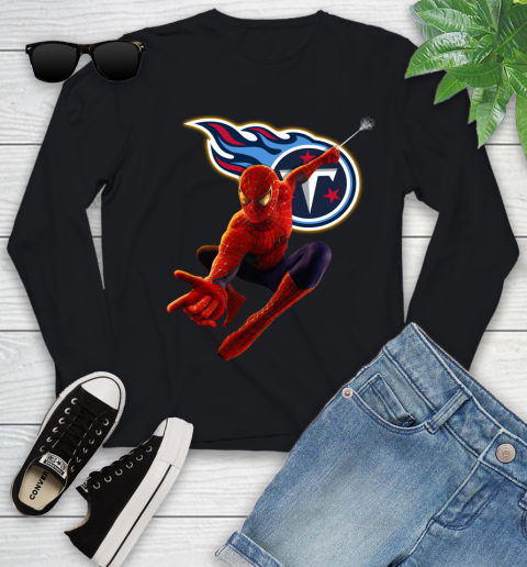 NFL Spider Man Avengers Endgame Football Tennessee Titans Youth Long Sleeve 2