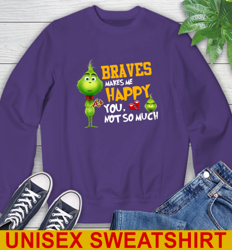 MLB Atlanta Braves Makes Me Happy You Not So Much Grinch Baseball Sports Sweatshirt 4