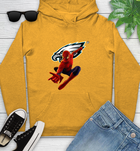 NFL Spider Man Avengers Endgame Football Philadelphia Eagles Youth Hoodie 3