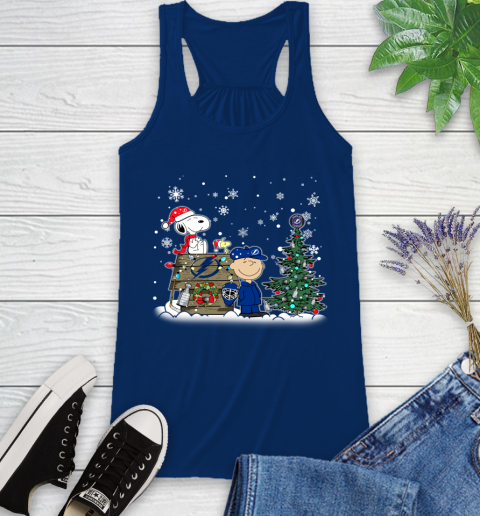 NHL Tampa Bay Lightning Snoopy Charlie Brown Woodstock Christmas Stanley Cup Hockey Racerback Tank 8