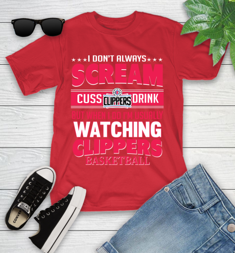 LA Clippers NBA Basketball I Scream Cuss Drink When I'm Watching My Team Youth T-Shirt 13