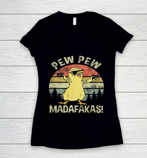 Chicks Pew Pew Madafakas Funny Vintage Chick Lover Women's V-Neck T-Shirt