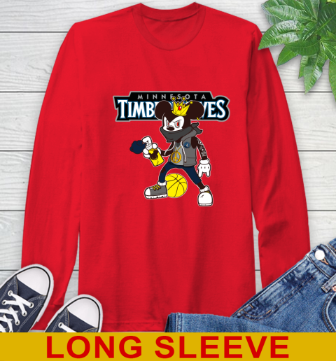 Minnesota Timberwolves NBA Basketball Mickey Peace Sign Sports Long Sleeve T-Shirt 10