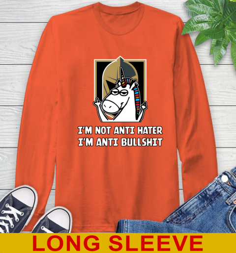 Vegas Golden Knights NHL Hockey Unicorn I'm Not Anti Hater I'm Anti Bullshit Long Sleeve T-Shirt 5