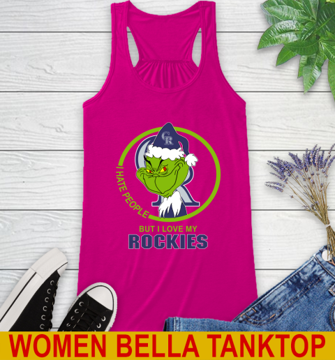 Colorado Rockies MLB Christmas Grinch I Hate People But I Love My Favorite Baseball Team Racerback Tank 8