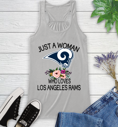 NFL Just A Woman Who Loves Los Angeles Rams Football Sports Racerback Tank