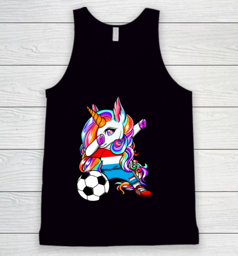 Dabbing Unicorn Luxembourg Soccer Fans Jersey Flag Football Tank Top